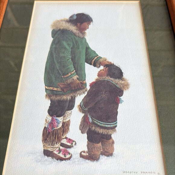 VTG Dorothy Francis Framed Lithograph Print Dane Mother and Child Inuit Alaskan - Picture 3 of 16